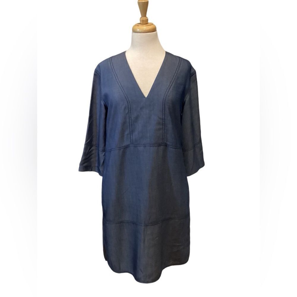 Vince Chambray Blue V-Neck Mini Dress size XS - Picture 6 of 8